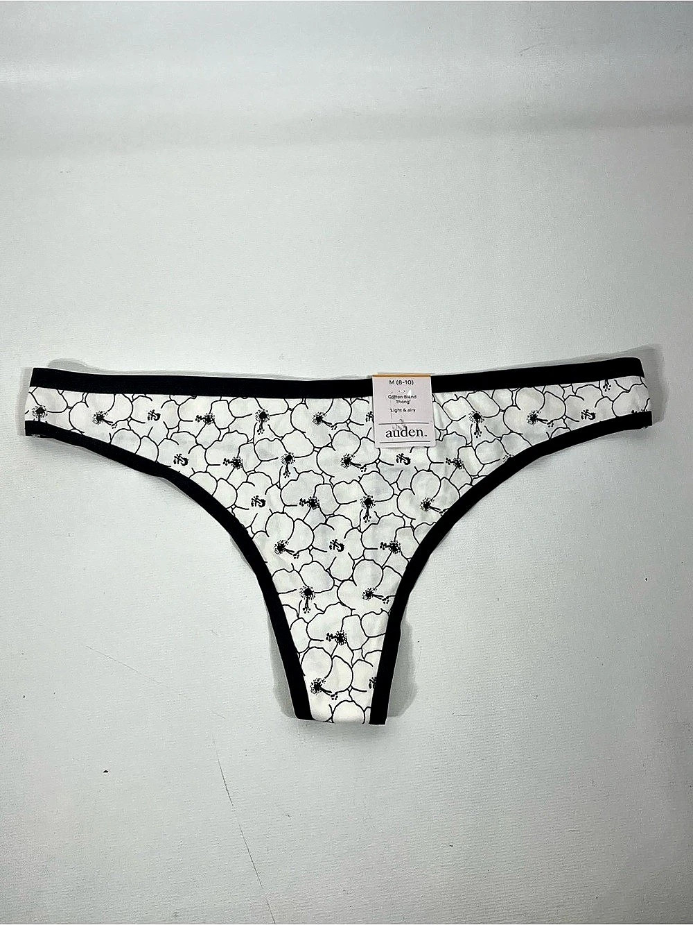 auden Cotton Blend Thong Floral Thong White & Black Medium